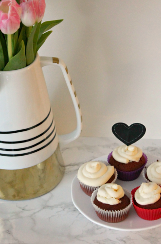 GF Red Velvet Cupcakes and Tulips