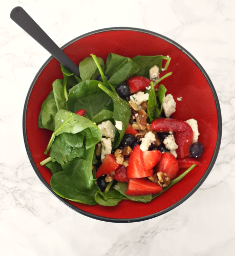 Spinach Berry Salad with Lemon Poppy Seed Dressing
