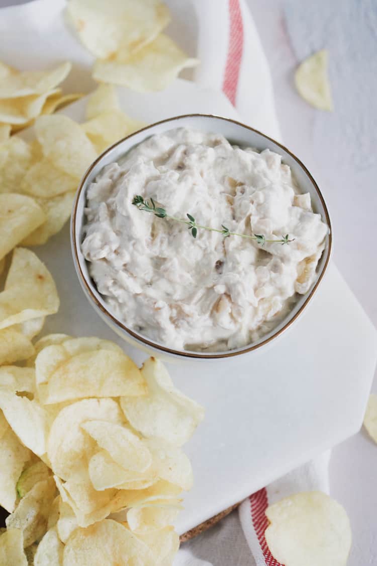 A classic party dip that everyone loves. Lightened up using thick and creamy Greek yogurt, and caramelized onions. Perfect for any get together, with a lot less guilt!