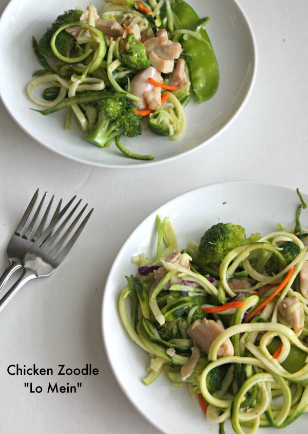 Chicken Zoodle Lo Mein  for #SundaySupper- lightened up Chinese food with zucchini noodles 