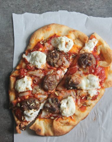 Sausage and Ricotta Naan Pizza