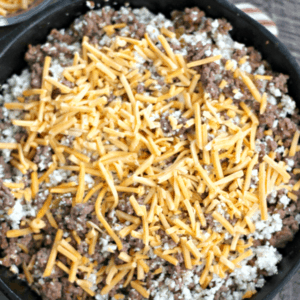 low-carb cheesy taco skillet with cauliflower rice