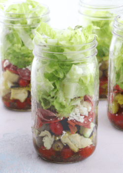 Chopped Antipasto Salad in Mason Jars