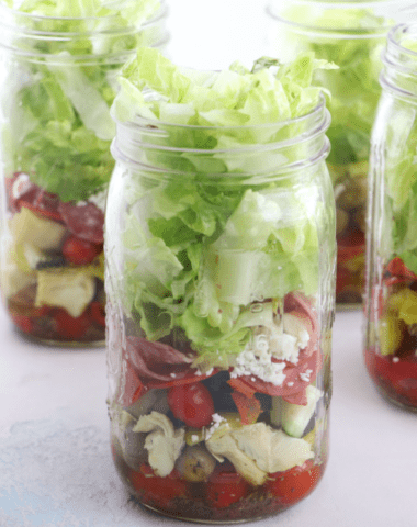 Chopped Antipasto Salad in Mason Jars