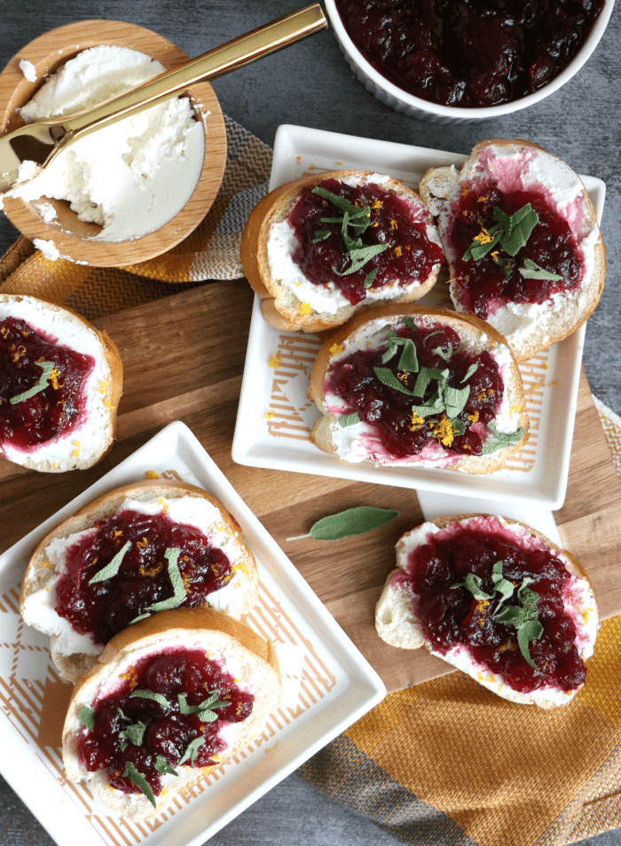CranberrySage (whipped) GoatCheese Crostini Casa de Crews