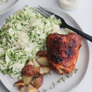 Spicy, sweet, sticky, and garlicky! These Apple Butter and Chipotle Chicken Thighs are the ultimate comfort food in under 300 calories.