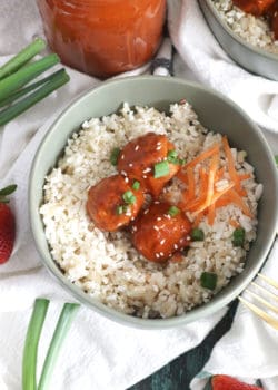 Strawberry Chipotle BBQ Glazed Meatballs
