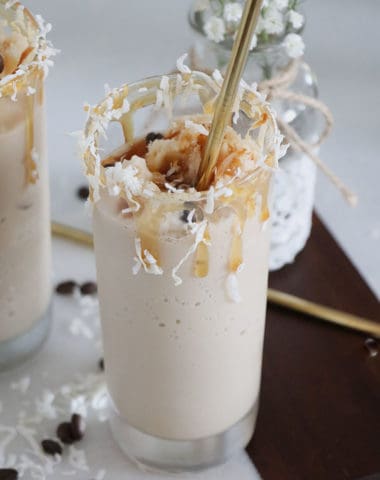 Frozen Caramel and Coconut Blended Coffee