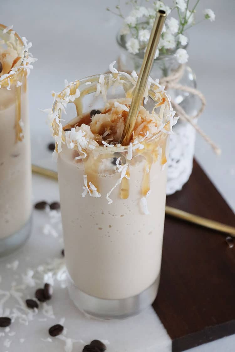 Frozen Caramel and Coconut Blended Coffee