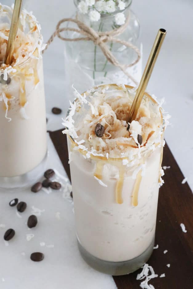 Frozen Caramel and Coconut Blended Coffee