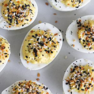 Whole30 Everything (but the) bagel deviled eggs