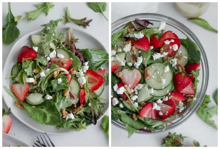 strawberry spring salad with goat cheese