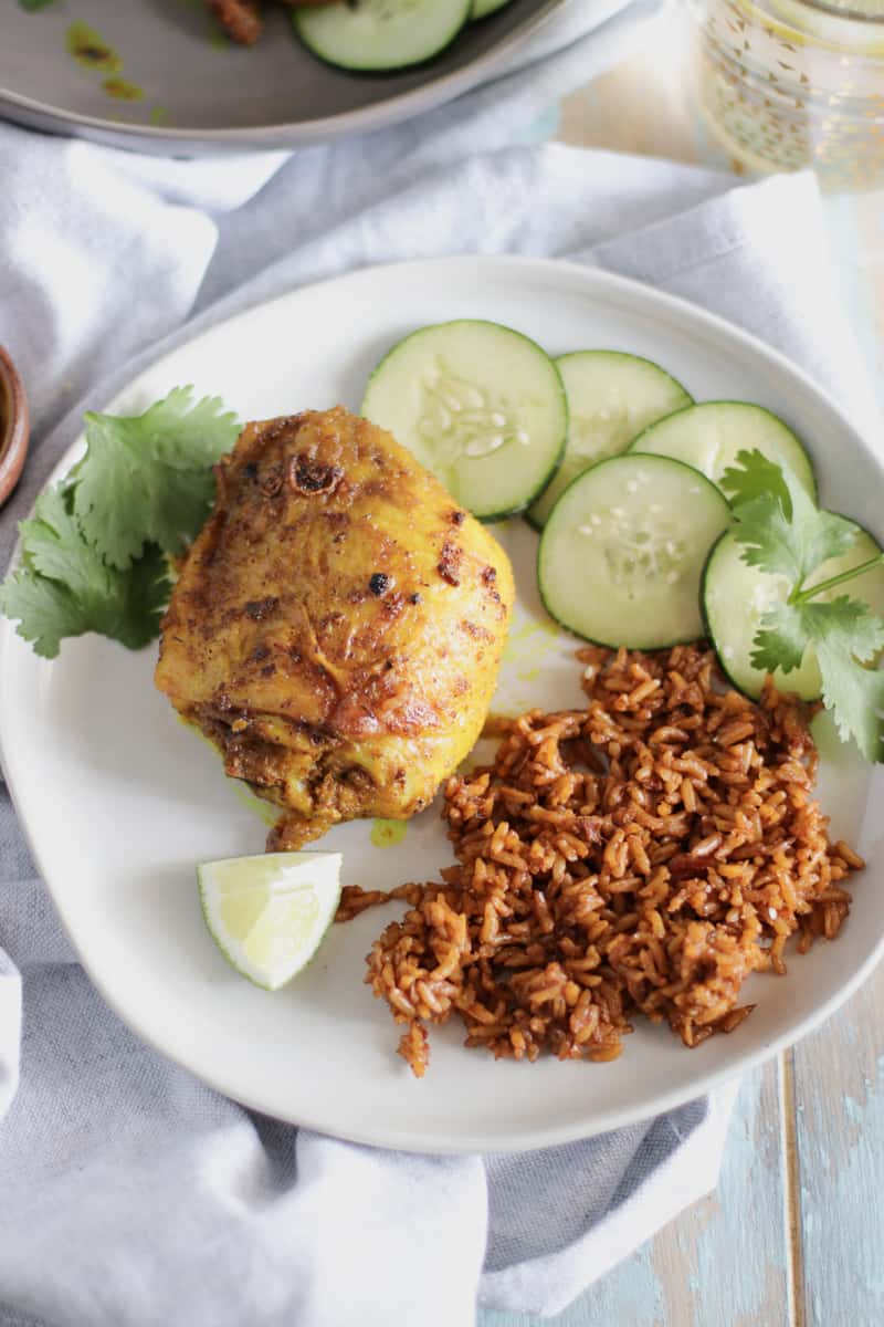 Juicy Chicken Thighs, tossed in a savory tumeric and ginger marinade, make for a batch of the crispiest, and most flavorful chicken thighs ever.