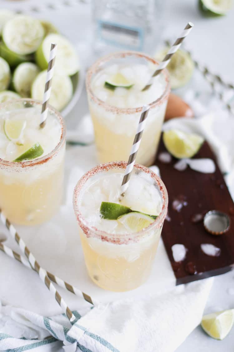 When you can't decide between a margarita, or a Corona, sip on a Beer Margarita; the best of both worlds! Made with fresh squeezed lime juice.