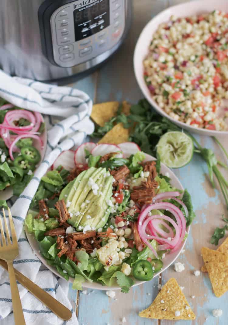 Shredded beef braised with a spicy blend of cumin, chipotle powder, garlic and oregano. This barbacoa is great protein for all of your Mexican inspired meals, made in your favorite pressure cooker!