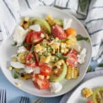 charred corn caprese salad