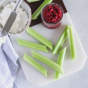 Goat Cheese and Pomegranate Stuffed Celery