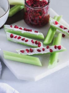 Goat Cheese and Pomegranate Stuffed Celery