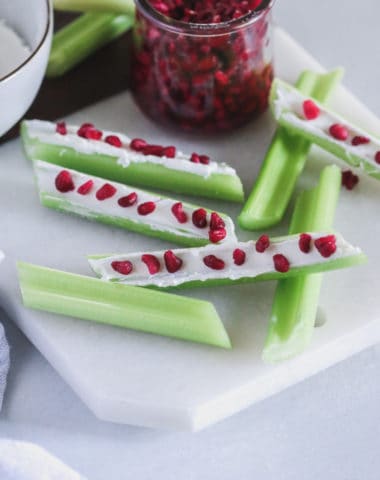 Goat Cheese and Pomegranate Stuffed Celery