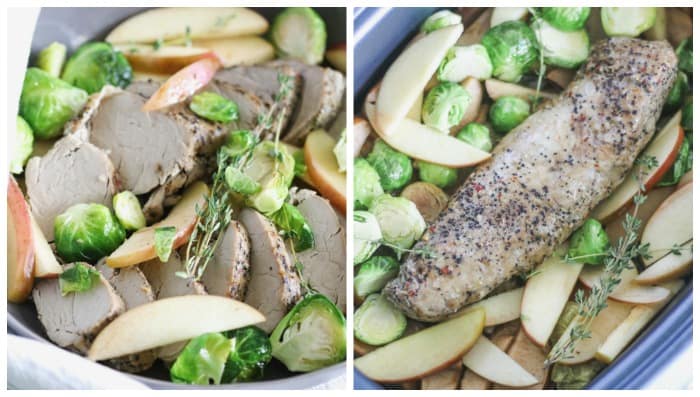 Slow Cooker Pork Tenderloin with Apples and Brussels Sprouts