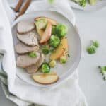 slow cooker pork tenderloin with apples + brussels sprouts