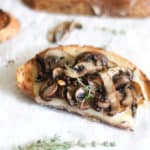 roasted mushroom tartine with fontina cheese