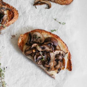 roasted mushroom tartine with fontina cheese