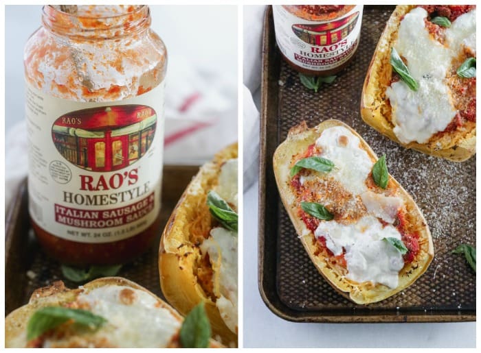 LOW CARB SPAGHETTI SQUASH PARMESAN BOATS