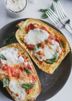 low carb spaghetti squash parmesan boats