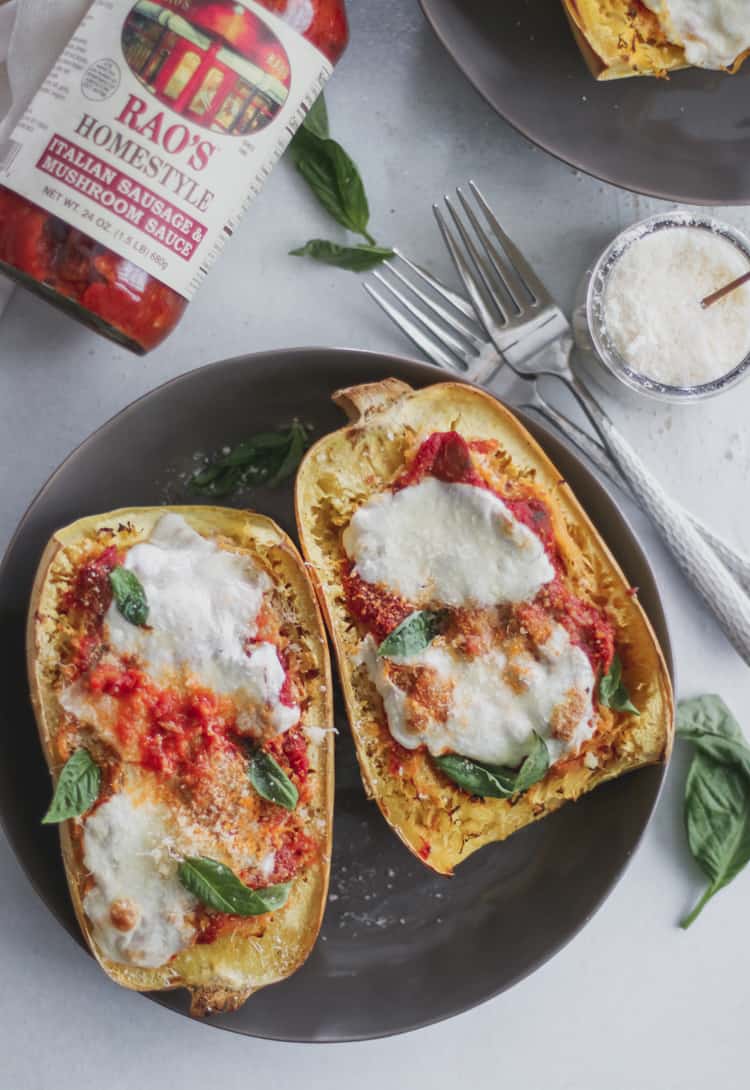 low carb spaghetti squash parmesan boats