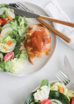 Spicy Honey Mustard Chicken Thighs in the Skillet