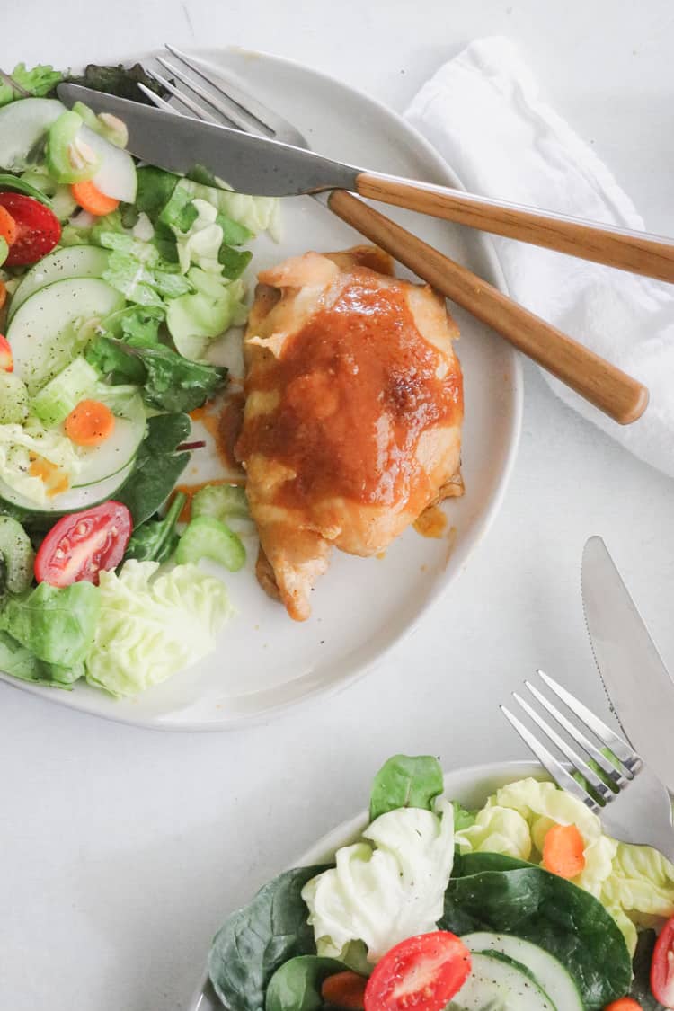 Spicy Honey Mustard Chicken Thighs in the Skillet