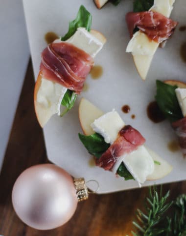 prosciutto wrapped apples with brie and balsamic