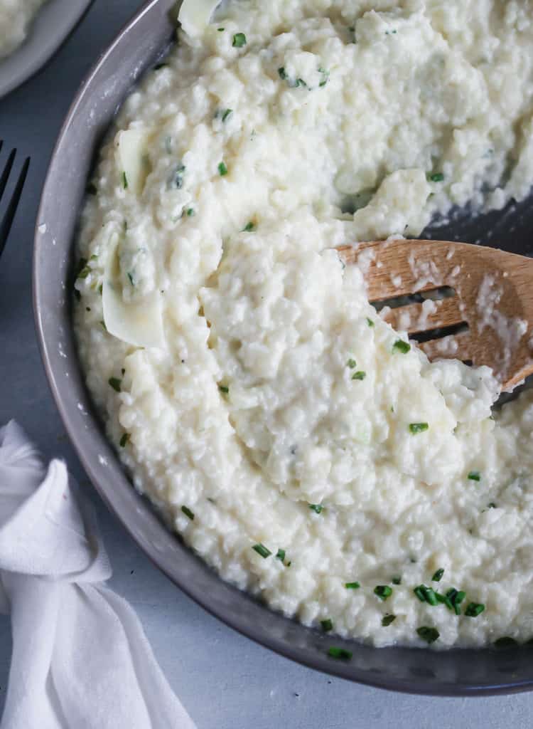 roasted garlic parmesan mashed cauliflower