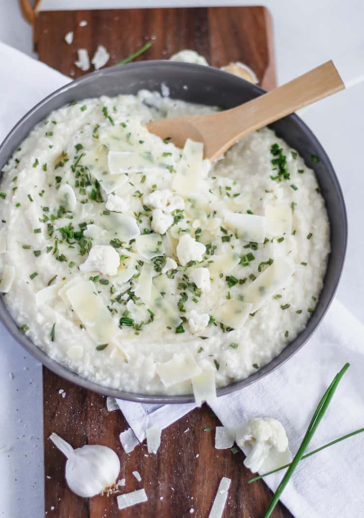 roasted garlic parmesan mashed cauliflower