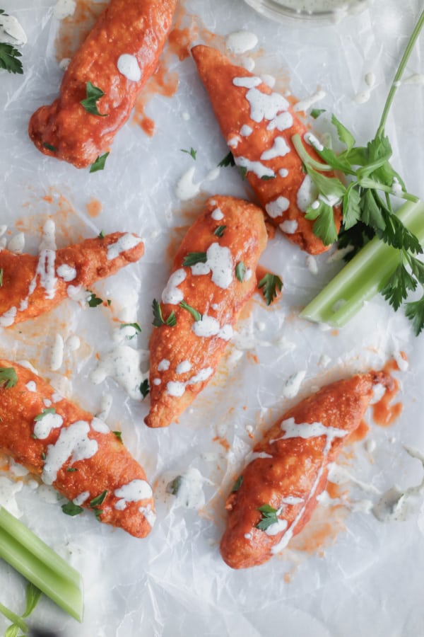 whole30 buffalo chicken tenders air fryer [keto, paleo, gf]