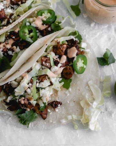 whole30 chicken adobo tacos with chipotle mayo