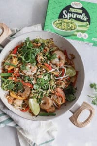 shrimp pad thai with zucchini noodles