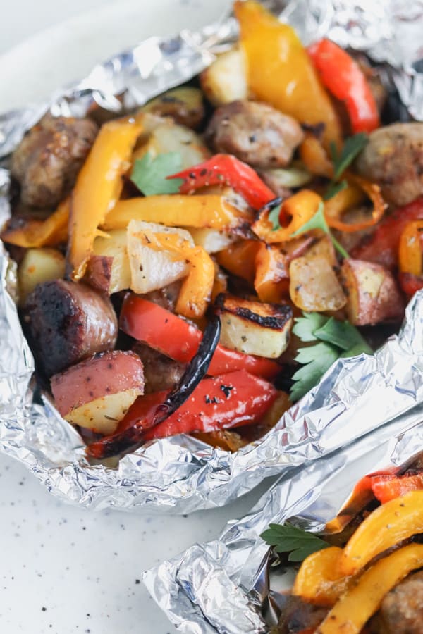 Italian Sausage and Pepper Foil Packets on the Grill