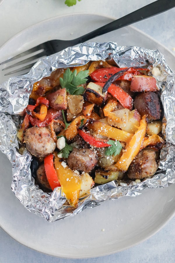 Italian Sausage and Pepper Foil Packets on the Grill