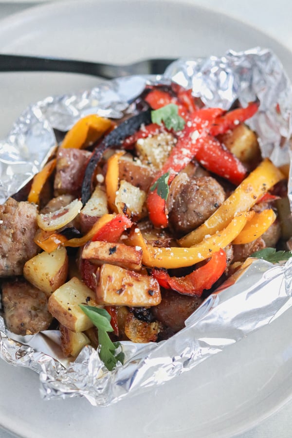 Italian Sausage and Pepper Foil Packets on the Grill