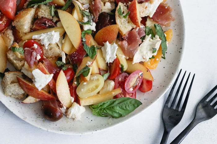 peach panzanella salad