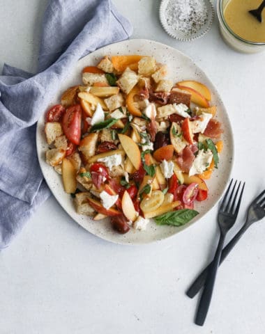 peach panzanella salad