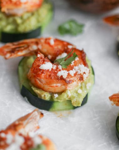 Guacamole and Shrimp Cucumber Bites