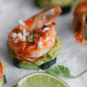 Guacamole and Shrimp Cucumber Bites