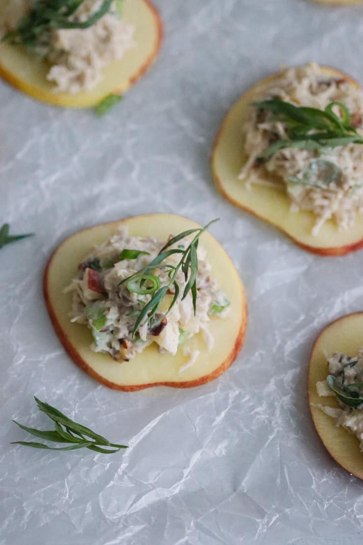 apple tarragon chicken salad bites