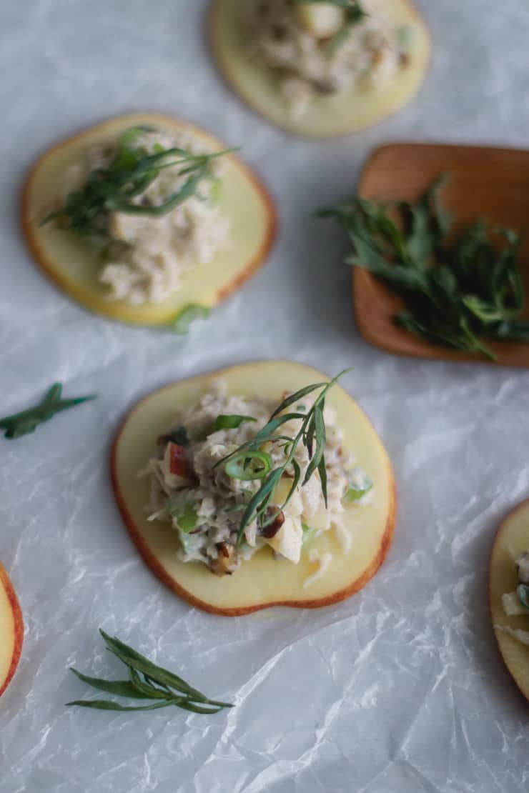 apple tarragon chicken salad bites