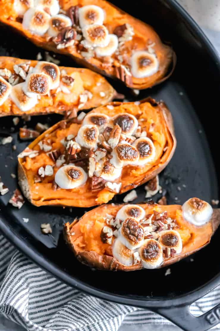 twice baked sweet potato skins with toasted marshmallows