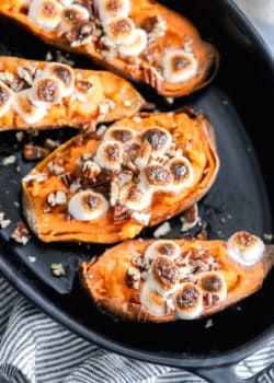 twice baked sweet potato skins with toasted marshmallows