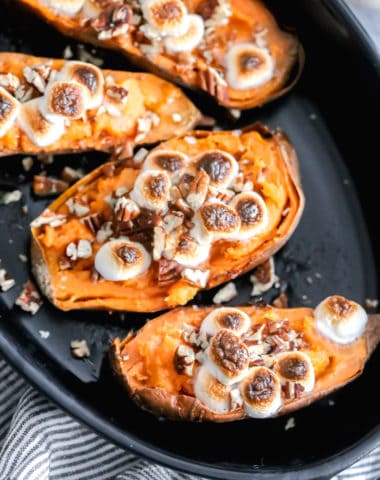 twice baked sweet potato skins with toasted marshmallows